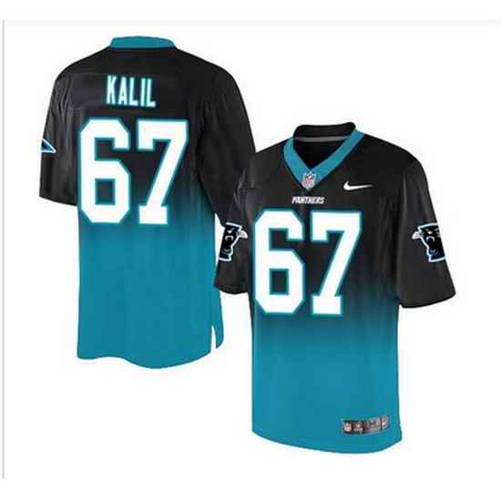 Nike Carolina Panthers #67 Ryan Kalil BlackBlue Mens Stitched NFL Elite Fadeaway Fashion Jersey